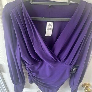 NWT Express Skimming Surplice V-Neck Ruched Bodysuit